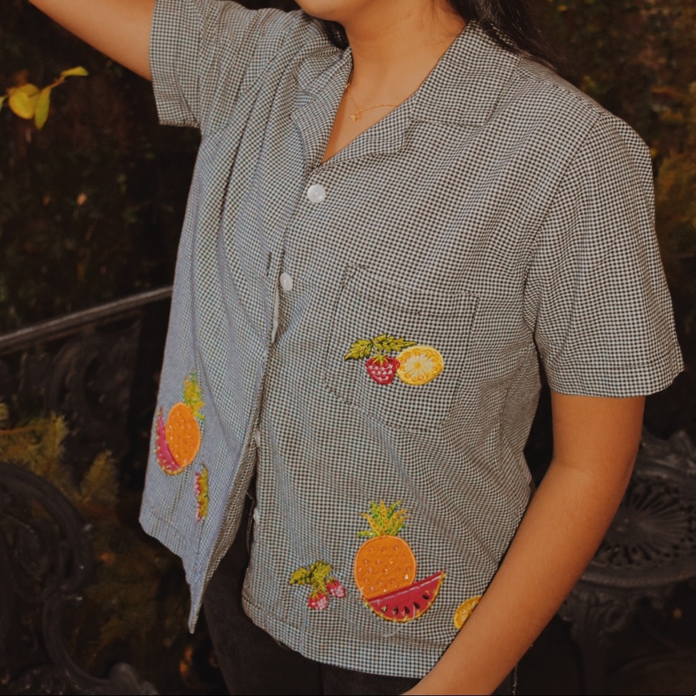 small gingham button up